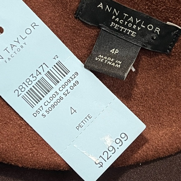 Ann Taylor Brown Sleeveless A-line Vegan Suede Mini Dress Size 4P - Picture 6 of 7